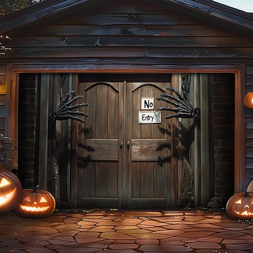 halloween dveřní dekorace venkovní halloween kryt garážových vrat duchové banner monstrum okno venku velké pozadí dekorace na dovolenou venkovní garážová vrata domácí nástěnné dekorace