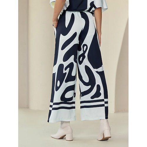  pantaloni casual neutri a gamba larga in raso culottes
