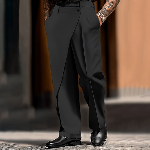  Per uomo pantaloni della tuta Pantaloni Tasche Multistrato Gamba dritta Liscio Comfort Morbido Lunghezza intera Esterno Giornaliero Per uscire Di tendenza Streetwear Nero Bianco Media elasticità