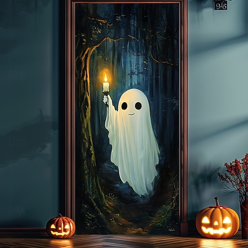  halloween dörr dekorationer spöken halloween dörr täcker dörr gobeläng dörr gardin dekoration bakgrund dörr banderoll för ytterdörr bondgård semester fest dekoration tillbehör