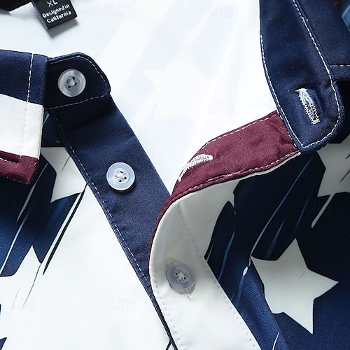  ouku męskie amerykańskie flagi weterani koszulki polo golfowe koszulki polo z krótkim rękawem koszule z kołnierzykiem casual streetwear ubrania na wakacje stroje imprezowe guziki 3d print biały i niebieski czarny biały