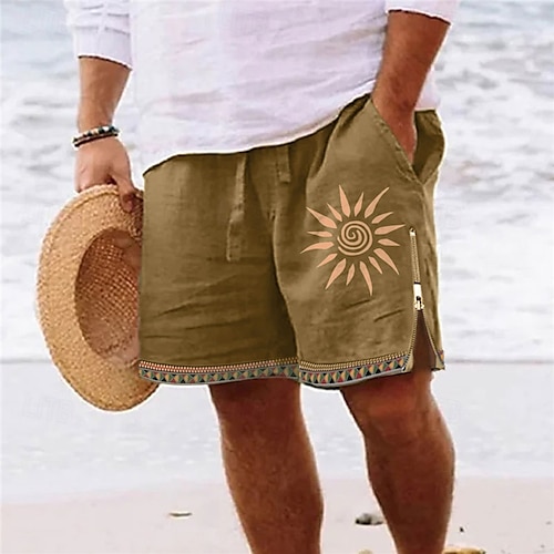  Męskie Słońce Wzory graficzne Spodenki surfingowe Szorty kąpielowe Bokserki kąpielowe Średni Talia Moda miejska Hawajskie Designerskie Codzienny Święto Plaża Zamek Kieszeń Elastyczny pas Projektant