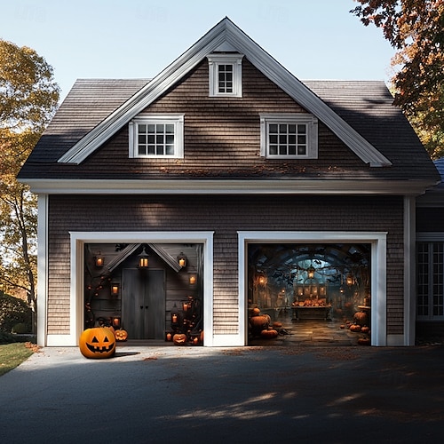  decorazioni per porte di Halloween, copertura per porta da garage di Halloween, striscione per esterni con zucca, porta vintage spaventosa, grande fondale, decorazione per le vacanze, porta da garage