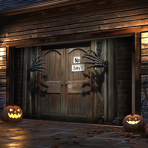  halloween dveřní dekorace venkovní halloween kryt garážových vrat duchové banner monstrum okno venku velké pozadí dekorace na dovolenou venkovní garážová vrata domácí nástěnné dekorace