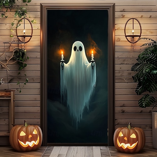 halloween dörr dekorationer spöken halloween dörr täcker dörr gobeläng dörr gardin dekoration bakgrund dörr banderoll för ytterdörr bondgård semester fest dekoration tillbehör