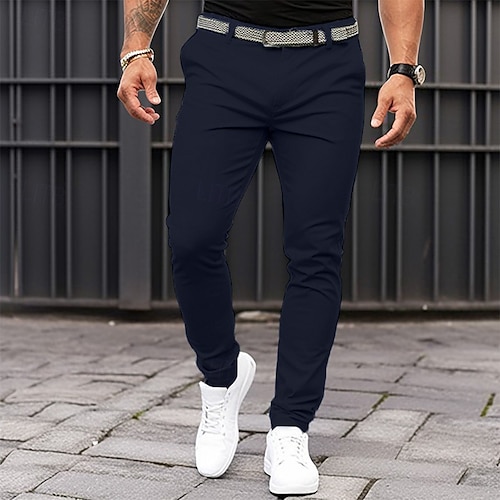  Homme Pantalons Chinos Pantalon chino Pantalon décontracté Poche Avant Uni Confort Respirant Occasionnel Quotidien Fête Mode Basique Potiron Noir