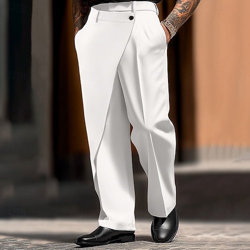  Per uomo pantaloni della tuta Pantaloni Tasche Multistrato Gamba dritta Liscio Comfort Morbido Lunghezza intera Esterno Giornaliero Per uscire Di tendenza Streetwear Nero Bianco Media elasticità
