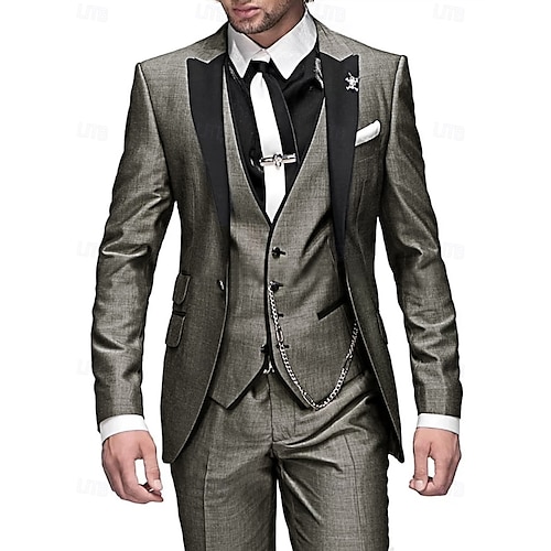  costume de bal pentru bărbați gri burgundă costume de petrecere de nuntă smoking 3 piese de culoare solidă afaceri zilnice plus marimea un singur piept cu un singur buton