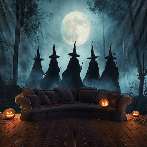  halloween koristeet kolme noitaa roikkuu kuvakudos seinä taide suuri kuvakudos seinämaalaus sisustus valokuva tausta peitto verho koti makuuhuone olohuoneen sisustus zombi morsian verinen käsi