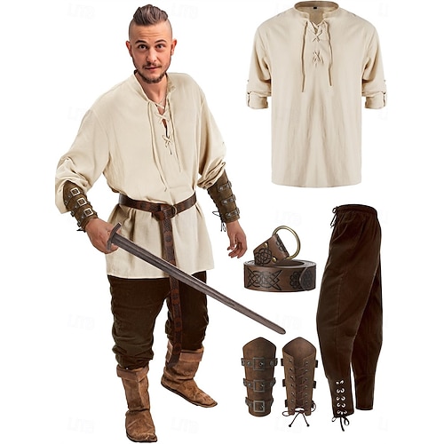  páry retro vintage středověké renesanční oblečení halloween skupina páry kostýmy pirát viking ranger vikingové: valhalla pánské dámské halloween karneval představení larp