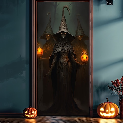  halloween ajtódíszek halloween ajtóborítók zombi menyasszony ajtó kárpit ajtófüggöny dekoráció háttér ajtó transzparens bejárati ajtóhoz parasztház ünnepi parti dekorációs kellékek