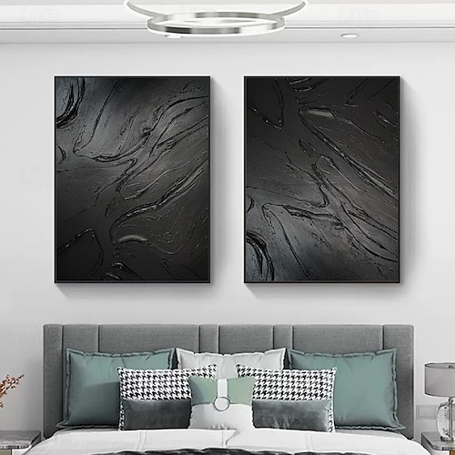  abstraktes schwarzes Ölgemälde handgemachtes Wabi Sabi Ölgemälde handgemachte Wandkunst beige abstraktes Gemälde auf Leinwand ein Paar beige Textur Wandkunst neutrale abstrakte Wandkunst Boho Wal