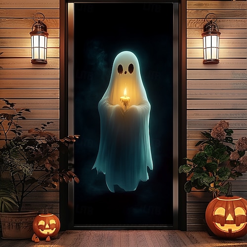  halloween dörr dekorationer spöken halloween dörr täcker dörr gobeläng dörr gardin dekoration bakgrund dörr banderoll för ytterdörr bondgård semester fest dekoration tillbehör