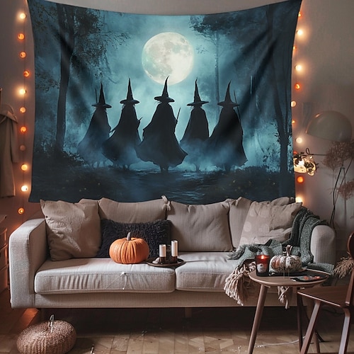  halloween koristeet kolme noitaa roikkuu kuvakudos seinä taide suuri kuvakudos seinämaalaus sisustus valokuva tausta peitto verho koti makuuhuone olohuoneen sisustus zombi morsian verinen käsi