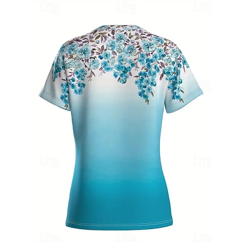  t-shirt femme décontracté imprimé manches courtes hauts réguliers quotidien noir rose bleu ciel bleu été