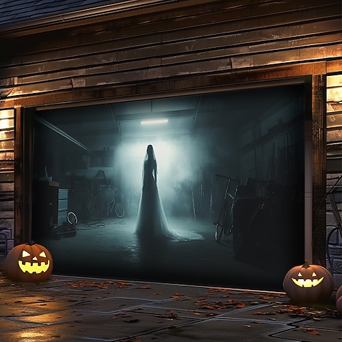  halloween dveřní dekorace venkovní halloween kryt garážových vrat duchové banner monstrum okno venku velké pozadí dekorace na dovolenou venkovní garážová vrata domácí nástěnné dekorace