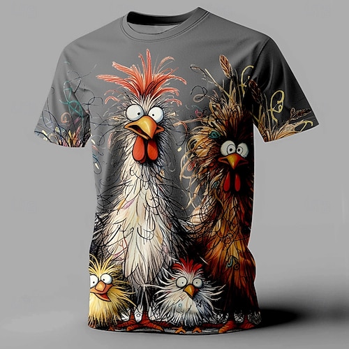  Men's Rooster Funny T shirt Short Sleeve T shirt 3D Print Crew Neck Shirt Retro Vintage Casual Street Style Sports Outdoor Holiday Going out Black White Yellow Spring & Summer Clothing Apparel S M L