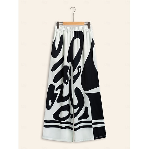  pantaloni casual neutri a gamba larga in raso culottes