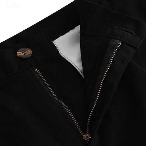  Homme Pantalons Chinos Pantalon chino Pantalon décontracté Poche Avant Uni Confort Respirant Occasionnel Quotidien Fête Mode Basique Potiron Noir