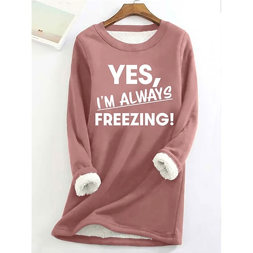 

Women's Sweatshirt Polyester Fleece Letter Street Dailywear Print Casual Comfrt Crew Neck Long Sleeve Micro-elastic Fall Winter