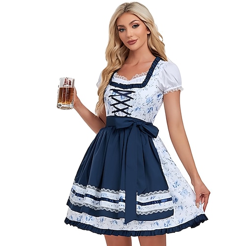 

Karneval Oktoberfestbier Kostüm Kleid Bluse / Hemd Dirndl Oktoberfest / Bier Deutsch München Wiesn Damen Stoff im traditionellen Stil Hemd Kleid