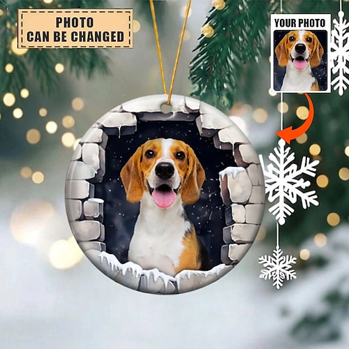 

Personalized Photo Christmas Ornaments Acrylic 2D Custom Pet Memorial Sympathy Gift Christmas Tree Ornaments Xmas Decoration Hanging Pendant Gifts