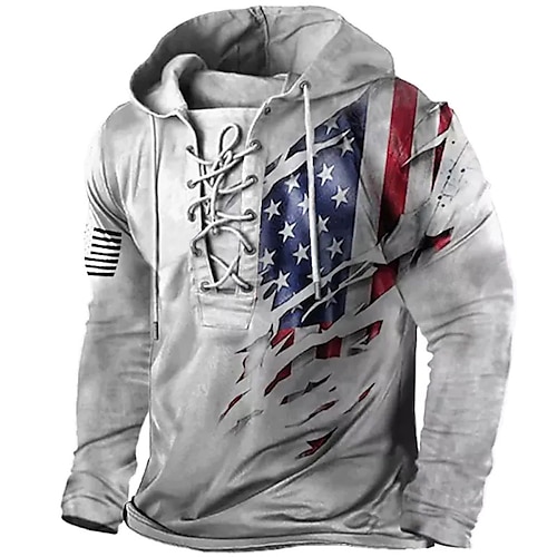 

Men's Unisex Pullover Hoodie Sweatshirt Light Green Pink Blue Brown Green Hooded Graphic Prints National Flag Lace up Print Sports & Outdoor Daily Sports 3D Print Streetwear Designer Basic Spring