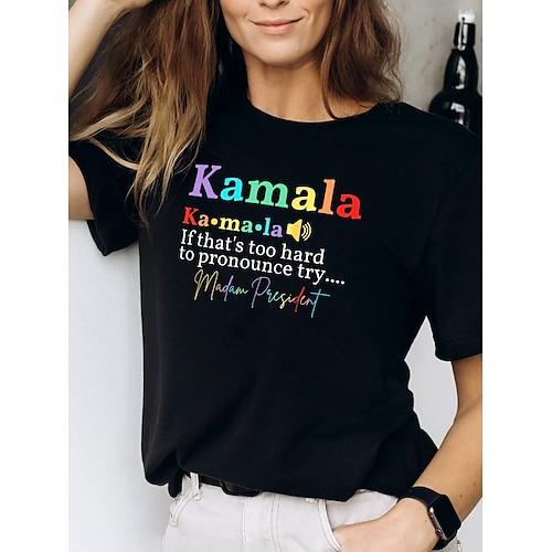 

Women's T shirt Tee 100% Cotton Kamala Definition Madam President Daily Casual Short Sleeve Crew Neck White Summer Fall