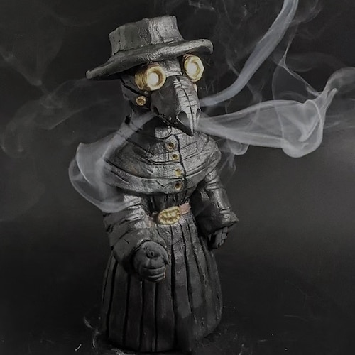 

Plague Doctor Cone Incense Burner Halloween Intricately Designed Resin Holder for Incense Cones - Historical Decor with Smoking Beak and Mouth - Black, 80g