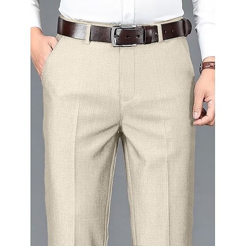 

Men's Dress Pants Trousers Slacks Suit Pants Pocket Plain Comfort Breathable Outdoor Daily Going out Fashion Casual Black Khaki