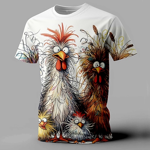 

Rooster Funny Retro Vintage Casual Street Style Men's 3D Print T shirt Tee Sports Outdoor Holiday Going out T shirt Black White Yellow Short Sleeve Crew Neck Shirt Spring & Summer Clothing Apparel S