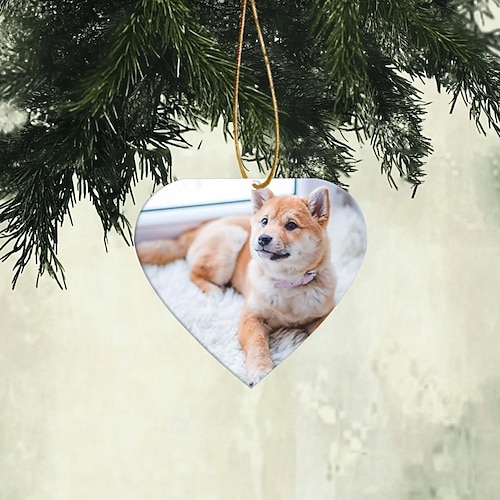  Personliget Foto Juleornamenter Hjerte Akryl 2D Tilpassede Gaver Hengende Pendel Julesdekorasjon Tilpasset Speil Hengende Ornament med Foto