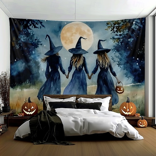  halloween koristeet kolme noitaa roikkuu kuvakudos seinä taide suuri kuvakudos seinämaalaus sisustus valokuva tausta peitto verho koti makuuhuone olohuoneen sisustus zombi morsian verinen käsi