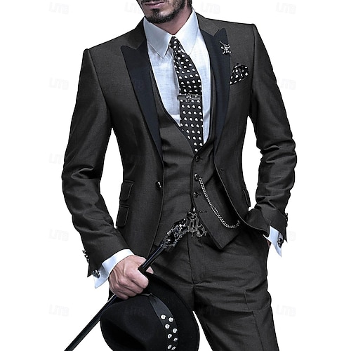  costume de bal pentru bărbați gri burgundă costume de petrecere de nuntă smoking 3 piese de culoare solidă afaceri zilnice plus marimea un singur piept cu un singur buton