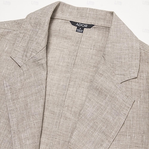  Herre Blazer jakke Bryllup jubileum Fest Sommer Vår Lin Helfarge Enkelt Brystet Enn-knapp Blazer Mørkegrå Svart Navyblå Blå