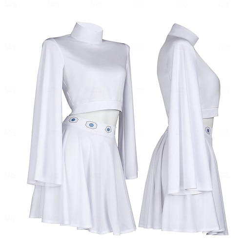 open lace back dress COSFUN The Acolyte Leia Organa Solo Cosplay Costume main image 0