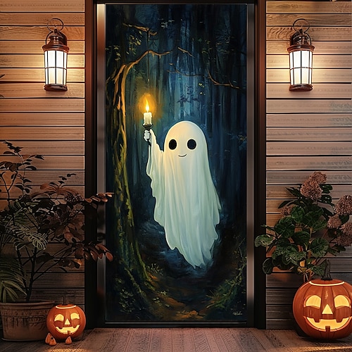  halloween dörr dekorationer spöken halloween dörr täcker dörr gobeläng dörr gardin dekoration bakgrund dörr banderoll för ytterdörr bondgård semester fest dekoration tillbehör