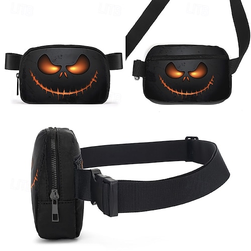  halloween-aiheinen vyölaukku pelottavalla kurpitsakasvolla - säädettävä fanny-reppu miehille ja naisille, täydellinen halloween-juhliin