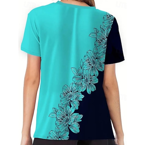  t-shirt femme décontracté imprimé manches courtes hauts réguliers quotidien noir rose bleu ciel bleu été