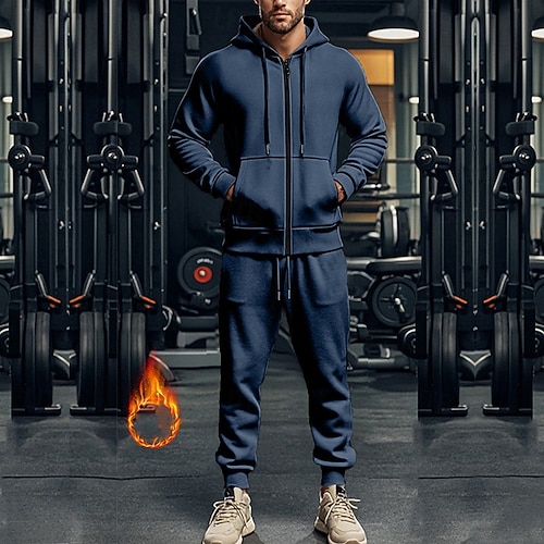 Sports Tracksuit Blue And Black Sweatsuit Men's Hoodie Tracksuit