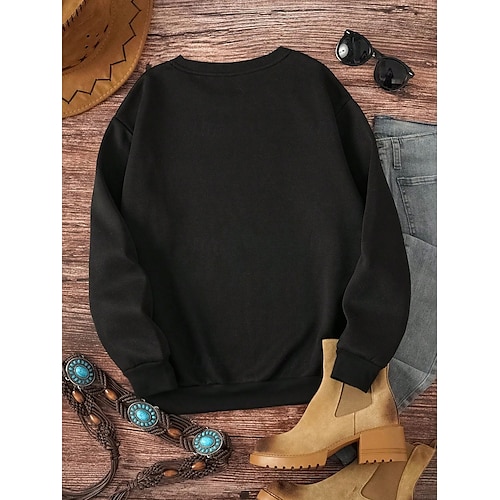  dam tröja polyester hjärta regnbåge dailywear print casual rund hals långärmad mikroelastisk vinter vår &  fallkomfort mjukt tyg som andas