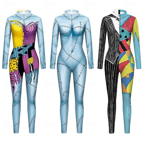  L'incubo prima di Natale sortita Jack Skellington Costume Cosplay Bodysuit Cosplay di film for Per donna Adulti Natale Carnevale Mascherata Festa / Sera