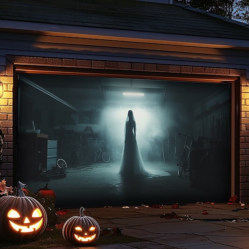  halloween dveřní dekorace venkovní halloween kryt garážových vrat duchové banner monstrum okno venku velké pozadí dekorace na dovolenou venkovní garážová vrata domácí nástěnné dekorace