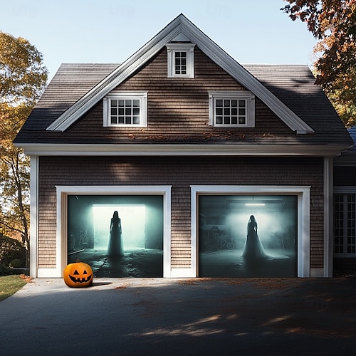  halloween dveřní dekorace venkovní halloween kryt garážových vrat duchové banner monstrum okno venku velké pozadí dekorace na dovolenou venkovní garážová vrata domácí nástěnné dekorace
