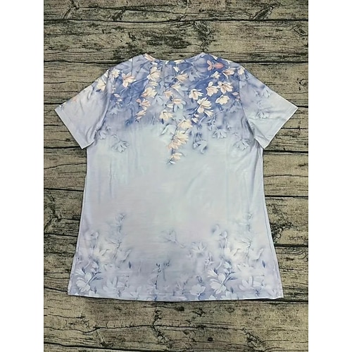  t-shirt femme décontracté imprimé manches courtes hauts réguliers quotidien noir rose bleu ciel bleu été