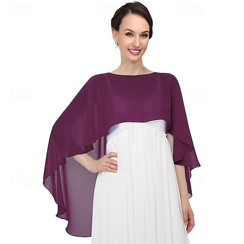 Sheer Shawls and Wraps for Evening Dresses Chiffon Capes for Women Soft  Wedding Cover Up 2026 - CAD $26.99