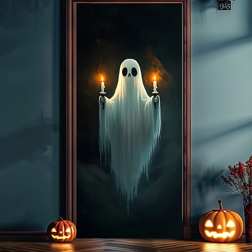  halloween dörr dekorationer spöken halloween dörr täcker dörr gobeläng dörr gardin dekoration bakgrund dörr banderoll för ytterdörr bondgård semester fest dekoration tillbehör