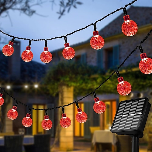 Solar-Lichterkette für Außen 12m 100LED Kristall Globe-Lichter mit 8 Modi Solar Lichterkette Außen wasserdicht für Garten Baum Patio Feier Weihnachts-/Halloween-Dekoration 2026
