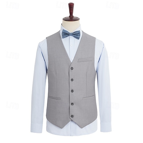  Men's Linen Suits Wedding Shorts Waistcoat Beach Summer Solid Formal Light Blue Sky Blue Dark Navy Colored Causal 2 Piece Tailored Fit