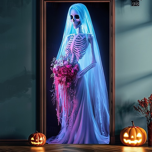  halloween ajtódíszek halloween ajtóborítók zombi menyasszony ajtó kárpit ajtófüggöny dekoráció háttér ajtó transzparens bejárati ajtóhoz parasztház ünnepi parti dekorációs kellékek